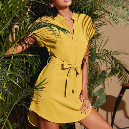 V-neck Short Sleeve Dress for Effortless Style and Comfort - Echoed Goods