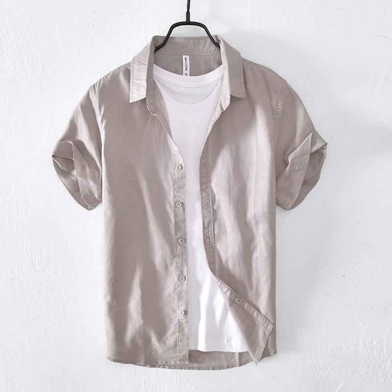 Cotton Linen Short Sleeve Shirt for Men - Breathable and Stylish - Echoed Goods