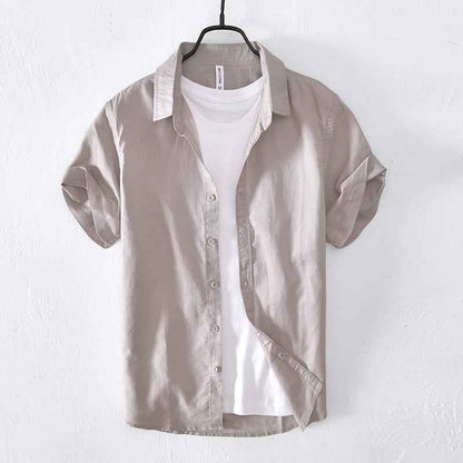 Cotton Linen Short Sleeve Shirt for Men - Breathable and Stylish - Echoed Goods