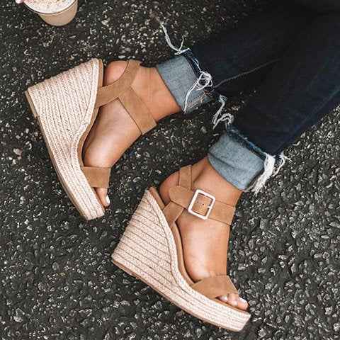 Wedge Heel Hemp Rope Sandals for Women - Echoed Goods