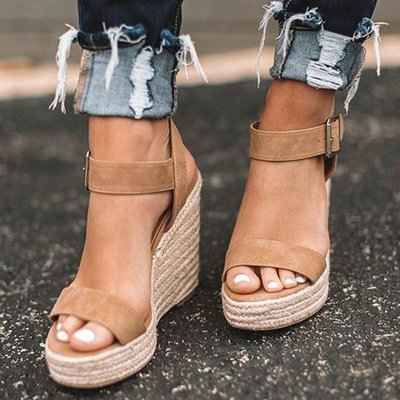 Wedge Heel Hemp Rope Sandals for Women - Echoed Goods