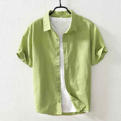 Cotton Linen Short Sleeve Shirt for Men - Breathable and Stylish - Echoed Goods