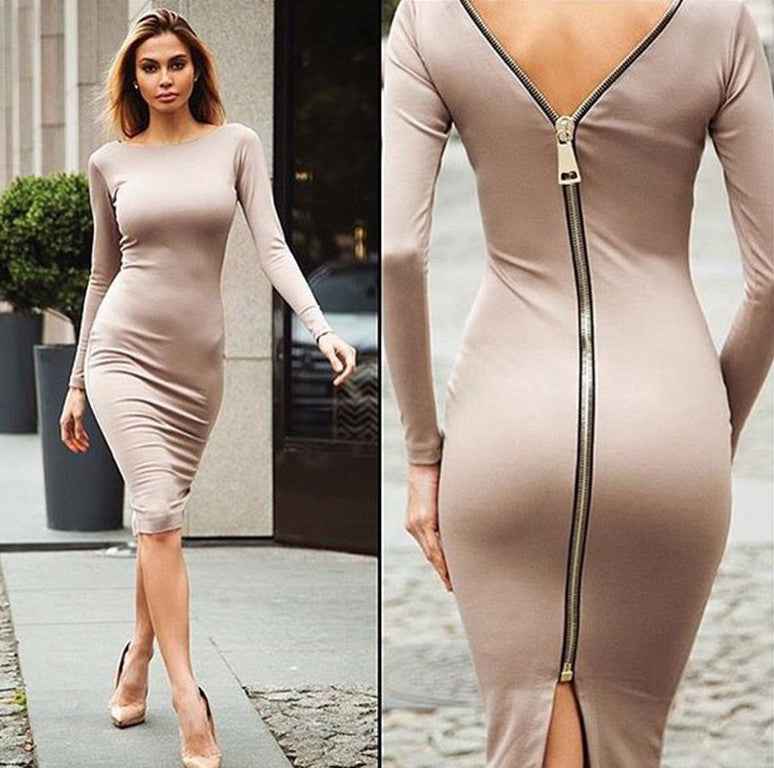 Slim Zipper Dress for a Generation - Stylish and Contemporary Fashion - Echoed Goods