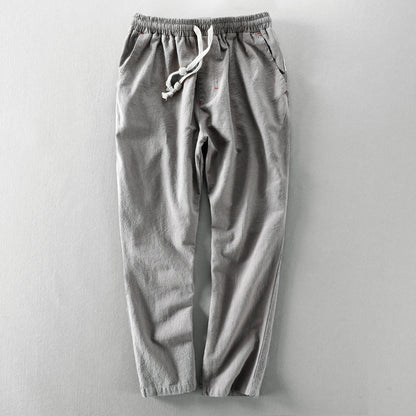 Autumn Linen Pants – Men's Japanese Casual Loose-Fit Cotton-Linen Trousers - Echoed Goods