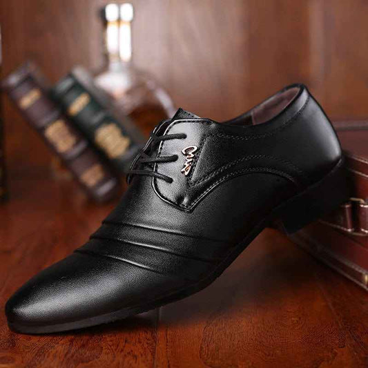 Luxury Leather Shoes for Men – Elegant Pointed Toe Business & Wedding Style - Echoed Goods