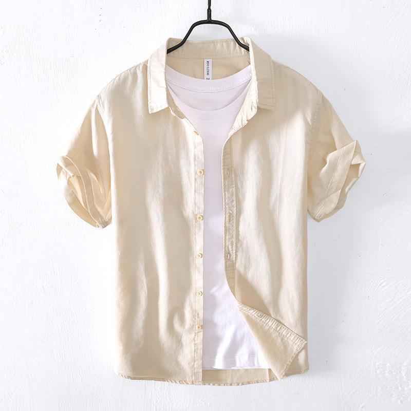 Cotton Linen Short Sleeve Shirt for Men - Breathable and Stylish - Echoed Goods