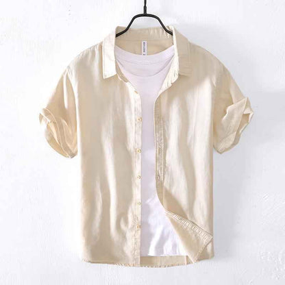 Cotton Linen Short Sleeve Shirt for Men - Breathable and Stylish - Echoed Goods