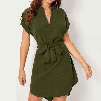 V-neck Short Sleeve Dress for Effortless Style and Comfort - Echoed Goods