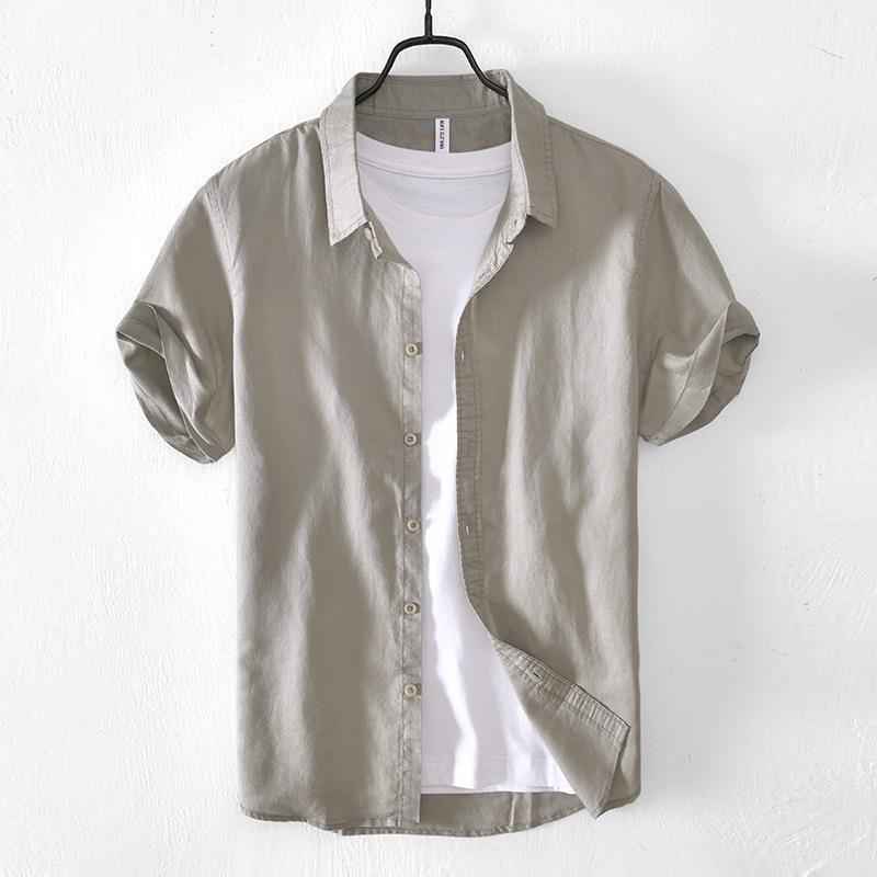 Cotton Linen Short Sleeve Shirt for Men - Breathable and Stylish - Echoed Goods