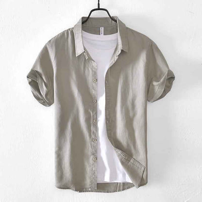 Cotton Linen Short Sleeve Shirt for Men - Breathable and Stylish - Echoed Goods