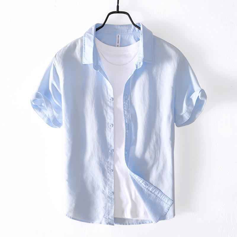 Cotton Linen Short Sleeve Shirt for Men - Breathable and Stylish - Echoed Goods