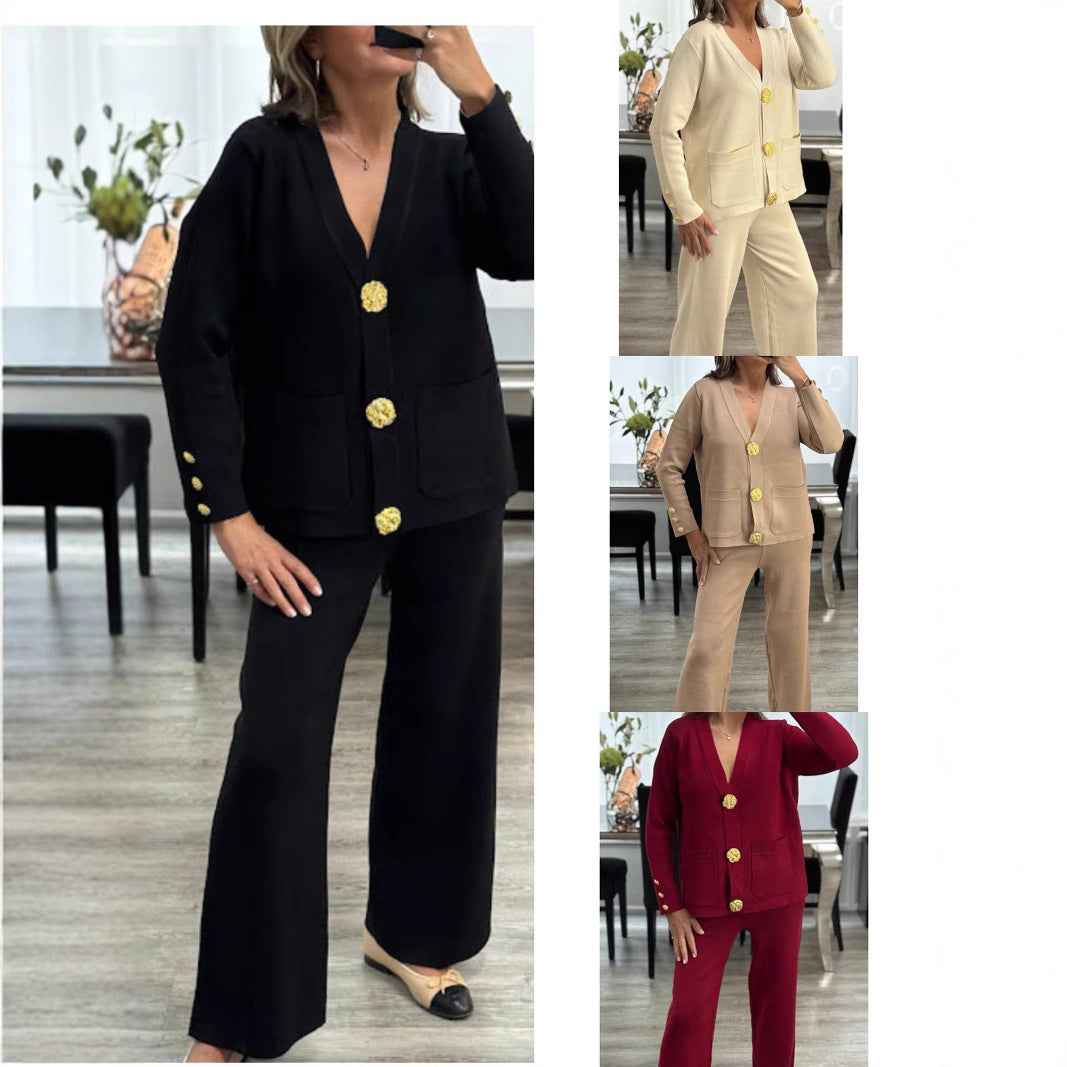 Cardigan Sweater Pants Suit for Chic Fashion and Stylish Comfort - Echoed Goods
