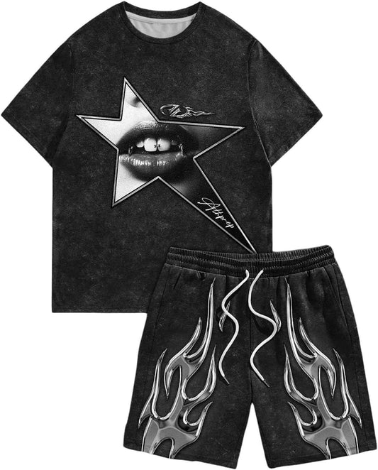 Graphic T-Shirt and Track Shorts Set for Ultimate Style and Comfort - Echoed Goods