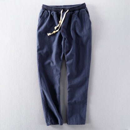 Autumn Linen Pants – Men's Japanese Casual Loose-Fit Cotton-Linen Trousers - Echoed Goods