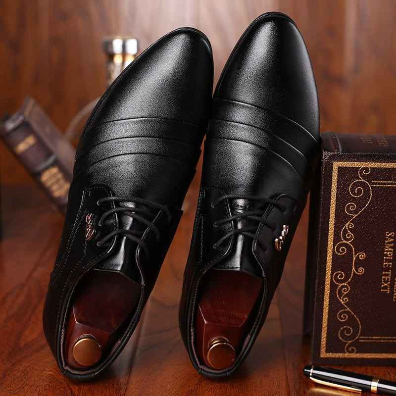 Luxury Leather Shoes for Men – Elegant Pointed Toe Business & Wedding Style - Echoed Goods