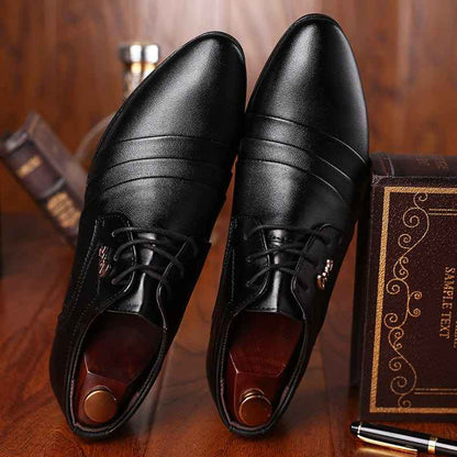 Luxury Leather Shoes for Men – Elegant Pointed Toe Business & Wedding Style - Echoed Goods