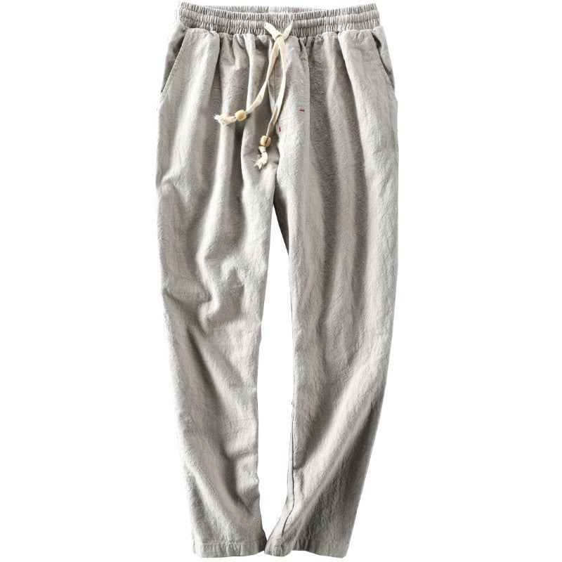 Autumn Linen Pants – Men's Japanese Casual Loose-Fit Cotton-Linen Trousers - Echoed Goods