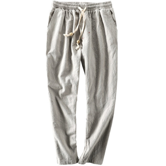 Autumn Linen Pants – Men's Japanese Casual Loose-Fit Cotton-Linen Trousers - Echoed Goods
