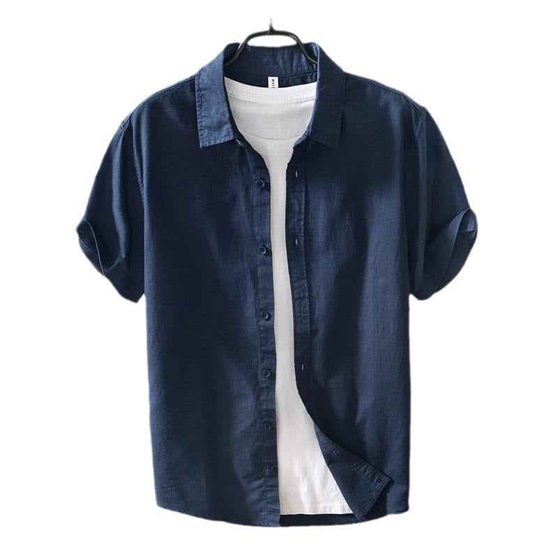 Cotton Linen Short Sleeve Shirt for Men - Breathable and Stylish - Echoed Goods