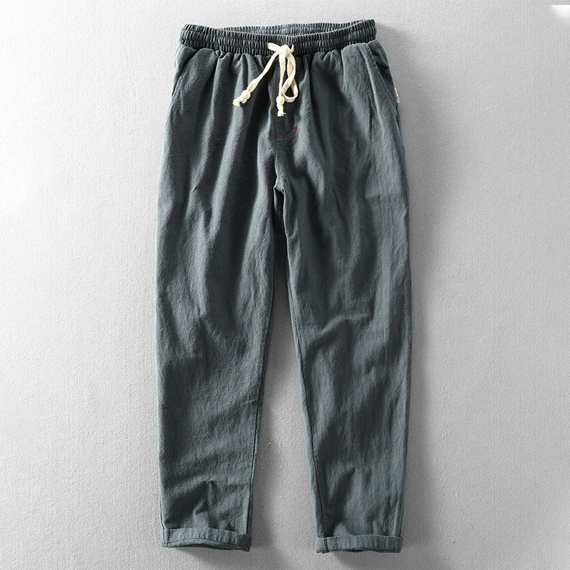 Autumn Linen Pants – Men's Japanese Casual Loose-Fit Cotton-Linen Trousers - Echoed Goods