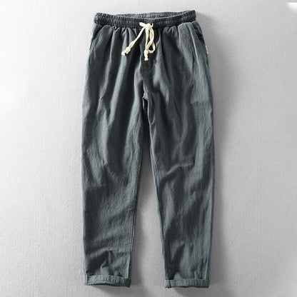 Autumn Linen Pants – Men's Japanese Casual Loose-Fit Cotton-Linen Trousers - Echoed Goods