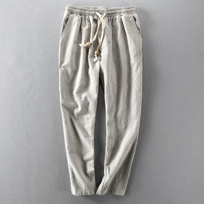 Autumn Linen Pants – Men's Japanese Casual Loose-Fit Cotton-Linen Trousers - Echoed Goods