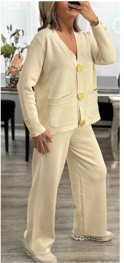 Cardigan Sweater Pants Suit for Chic Fashion and Stylish Comfort - Echoed Goods