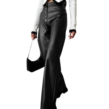 Chic High-Waisted Faux Leather Pants - Edgy Patchwork Style - Echoed Goods