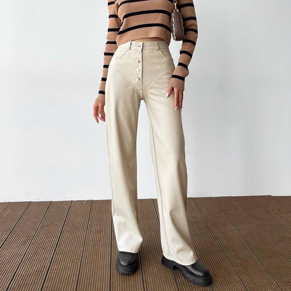 Chic High-Waisted Faux Leather Pants - Edgy Patchwork Style - Echoed Goods