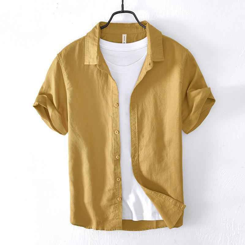 Cotton Linen Short Sleeve Shirt for Men - Breathable and Stylish - Echoed Goods